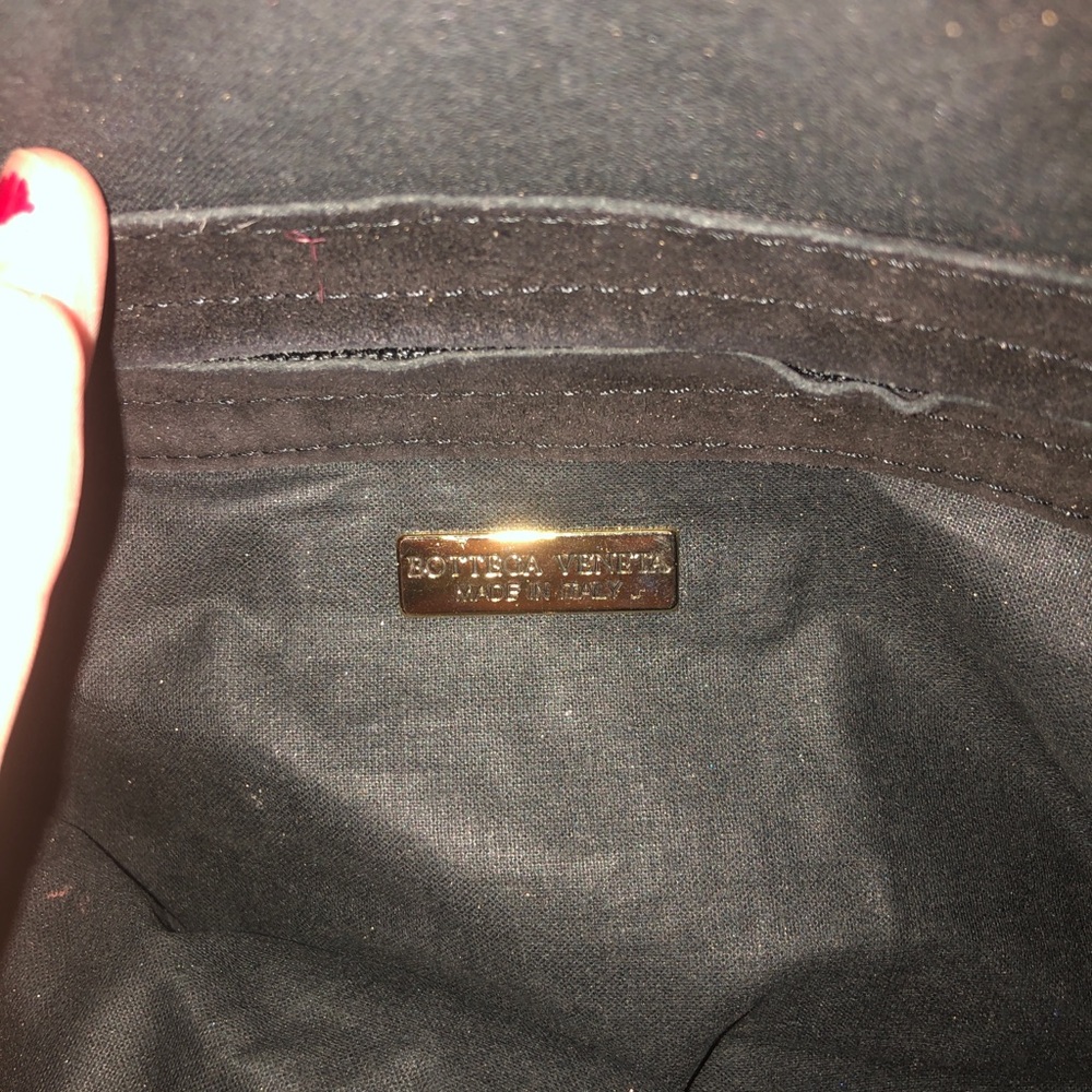 Bottega Veneta Black Suede Shoulder Bag with Leather straps Gold accents - Picture 7 of 13